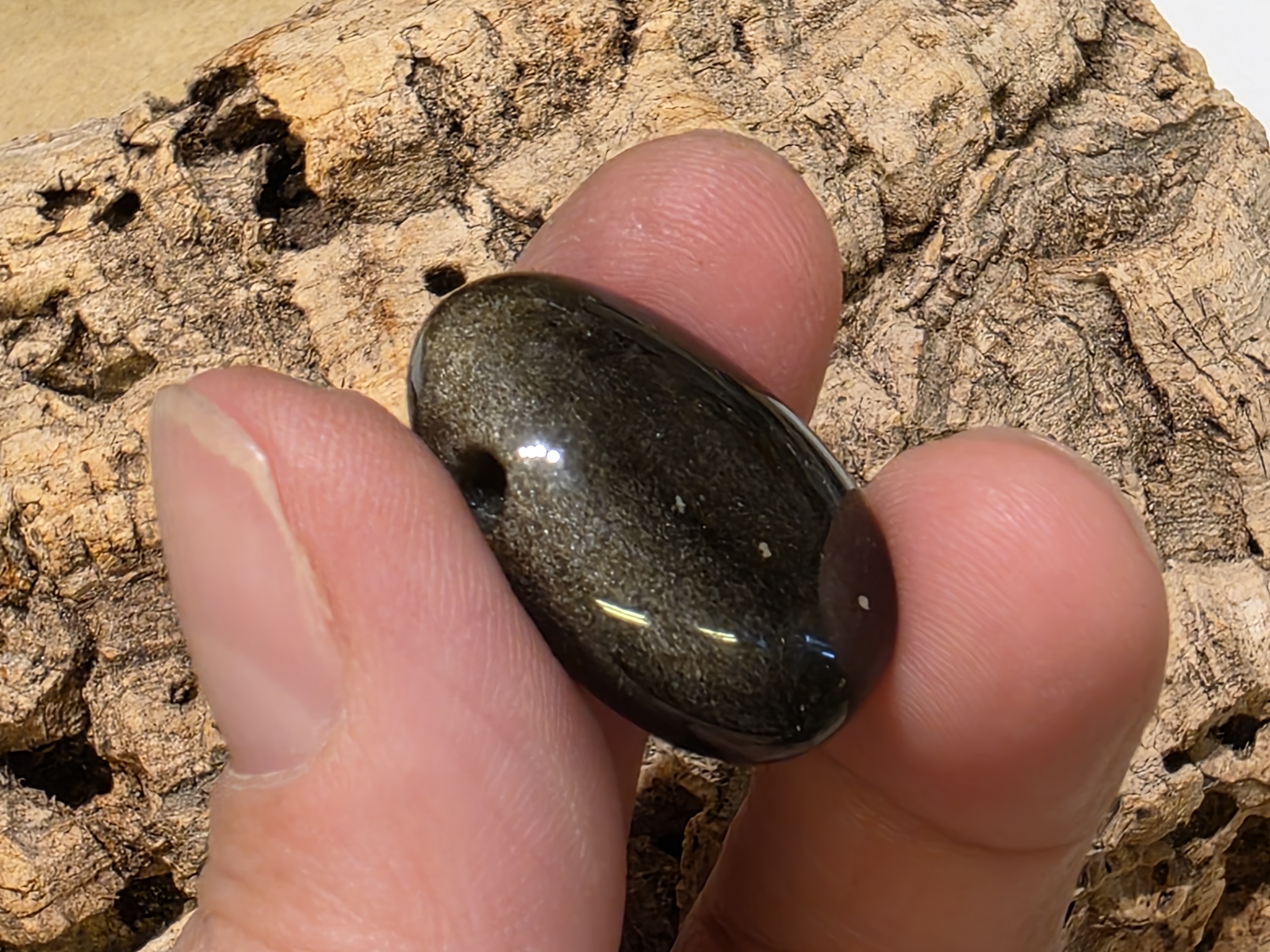 Goud obsidiaan hanger doorboord
