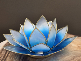 Lotus sfeerlicht tweekleurig wit en blauw met goudrand
