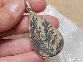 Dendriet in zandsteen hanger in zilver