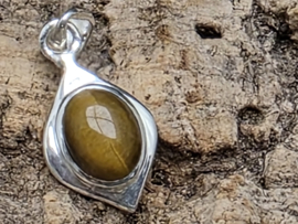 Tijgeroog hanger in zilver