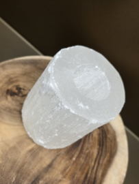 Seleniet/satijnspaat theelicht houder