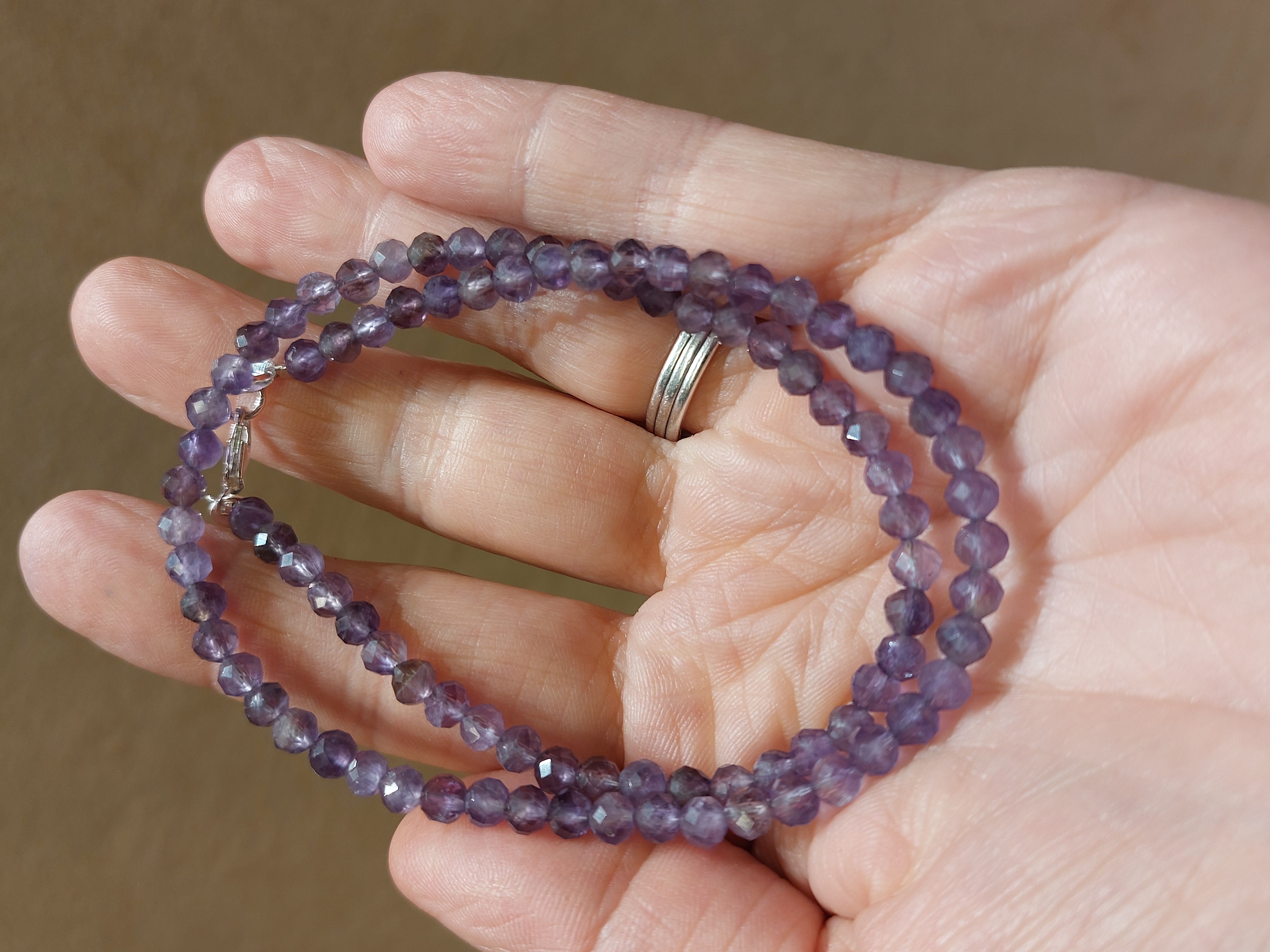 Amethist ketting facet geslepen