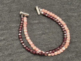 Granaat met rhodochrosiet ketting met armband facet geslepen
