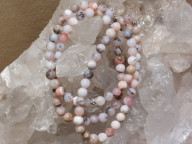 Roze andes opaal kogelarmband 6mm