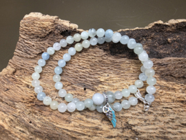 Aquamarijn ketting met veertje hanger