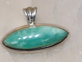 Chrysopraas hanger in zilver