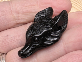 Zwarte obsidiaan wolf hanger doorboord