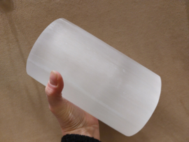 Seleniet/satijnspaat theelicht houder 19cm