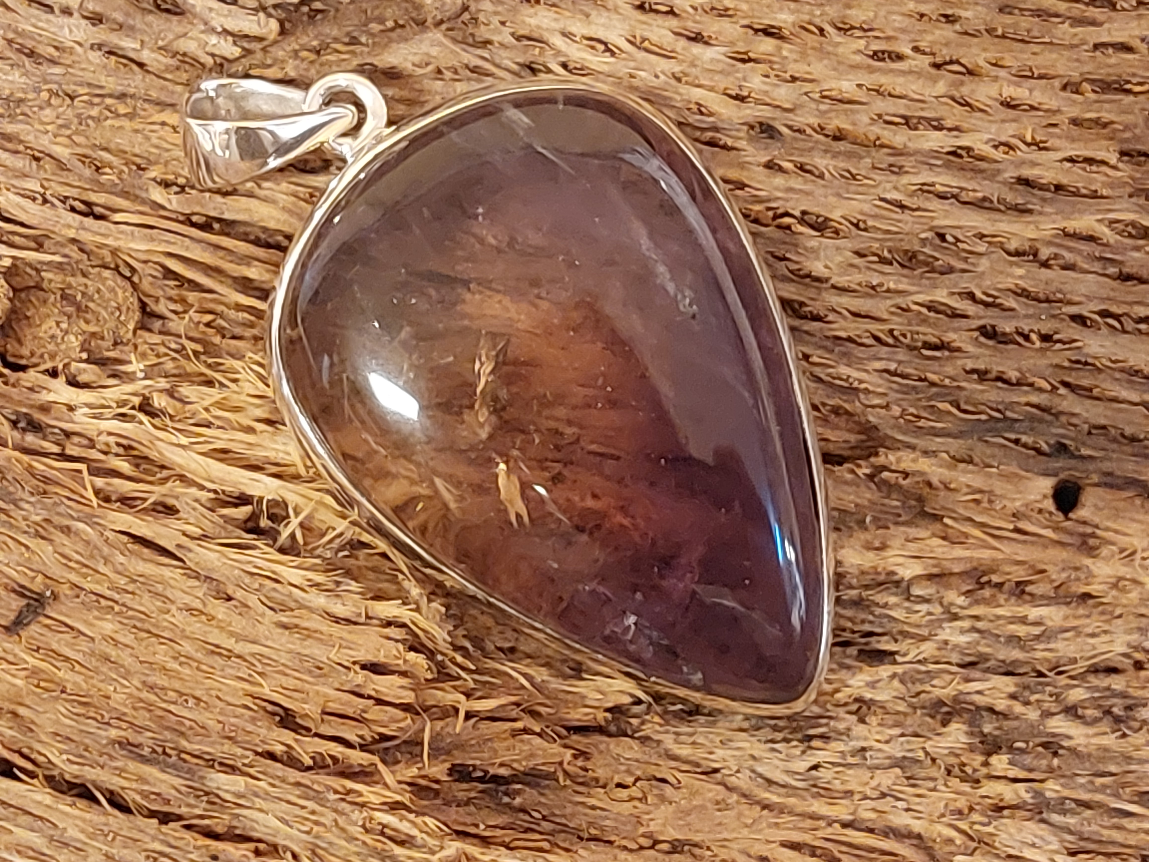 Ametrien hanger in zilver