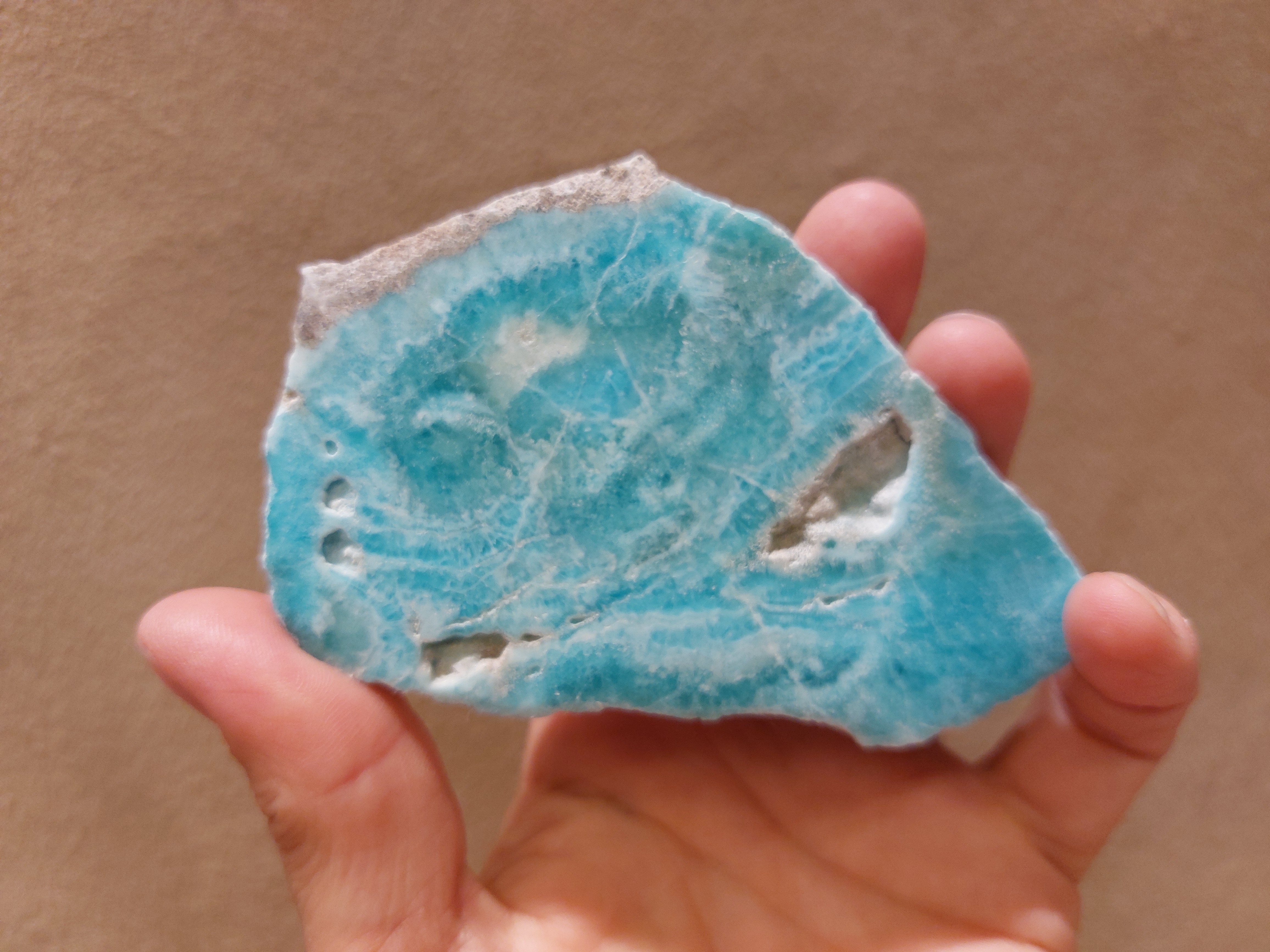 Blauwe aragoniet schijf/plak