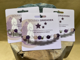 Gouden driehoek kogelarmband 8 mm met zilveren kraal Siepie's