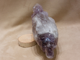 Amethist met rookkwarts human skull duo