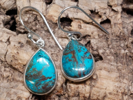 Chrysocolla oorbellen in zilver