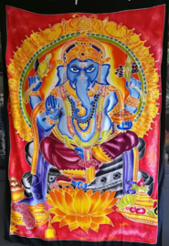 Wandkleed Ganesha. Batik uit Ubud, 1.75 bij 1.15m. Met ophangkoord.