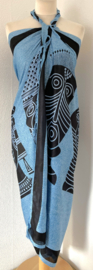 Sarong Balinese Goden blauw.
