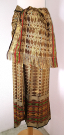 Kain Songket. Geweven gouddraad sarong. Complete set met selendang