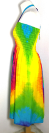 Tie dye jurkje van sarong stof. One size voor maat 36 t/m 42.