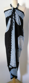 Sarong Mandala lichtgrijs/zwart.