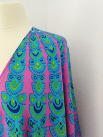 Sarong vest pauw, roze/groen/blauw. Maat 36 t/m 50.