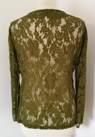 Traditionele Balinese kanten Kebaya mosgroen. Maat 44 t/m 60.