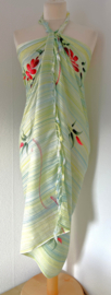 Sarong tie dye streep pastel groen tinten.