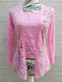 Traditionele Balinese kanten Kebaya baby pink. Maat 44.