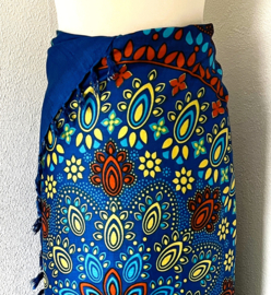 Sarong Mandela Bali Flower blauw.