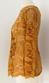 Traditionele Balinese kanten Kebaya oker/bruin. Maat 44.