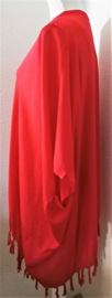 Sarong vest rood. 100% rayon, met sarong knoop.