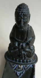 Boeddha wierookhouder. Schitterend polystone handwerk. Helder blauw. 28 cm