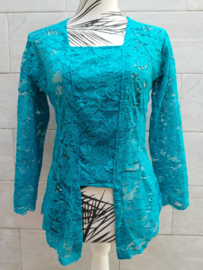 Traditionele Balinese kanten Kebaya turquoise. Maat 34 t/m 42.