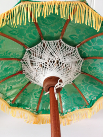 Bali parasol 60 cm groen.  Diameter 47 cm. Op houten voet van palisander.