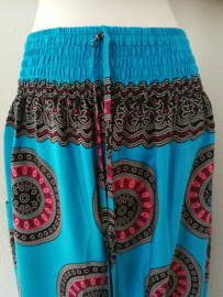 Broek Mandala, blauw/karmijn. Maat 44/54.