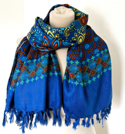 Sarong Mandela Bali Flower blauw.