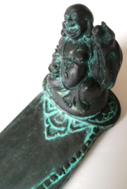 Lachende Boeddha wierookhouder. Schitterend polystone handwerk. 29 cm.