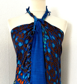 Sarong Mandela Bali Flower blauw.