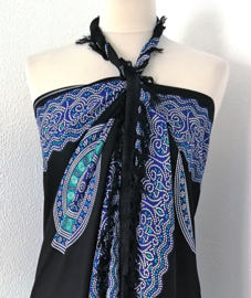 Sarong Mandala groen/blauw/zwart.
