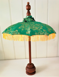 Bali parasol 60 cm groen.  Diameter 47 cm. Op houten voet van palisander.