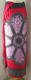 Sarong Mandala, rood/lila/zwart.