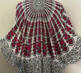 Sarong vest pauw, grijs/wit/hardroze. Maat 36 t/m 50.