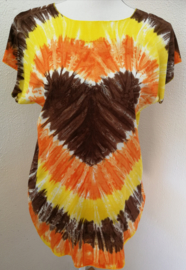 Hartenshirt tie dye batik. Maat 36/42.