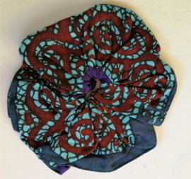 Schitterende batik wokkel/scrunchie. Voor paardenstaart, vlecht of knot. Met dubbelzijdige batik print.