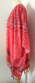 Sarong vest pauw, roze/multi. Maat 36 t/m 50.