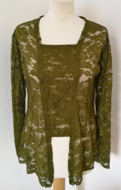 Traditionele Balinese kanten Kebaya mosgroen. Maat 44 t/m 60.