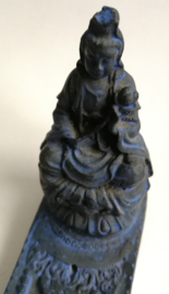 Boeddha wierookhouder. Polystone handwerk.Helder blauw. 28 cm