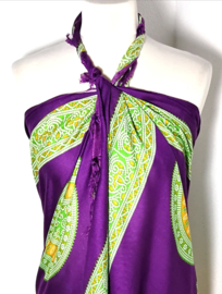 Sarong Mandala, paars/groen/geel.