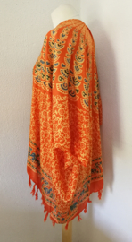 Sarong vest pauw, oranje/multi. Maat 36 t/m 50.