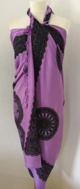 Sarong Mandala paars/zwart/antraciet.