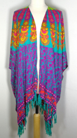 Sarong vest pauw multi color.  Symbool van onsterflijkheid. 100% rayon, met sarong knoop.