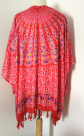 Sarong vest pauw, roze/multi. Maat 36 t/m 50.